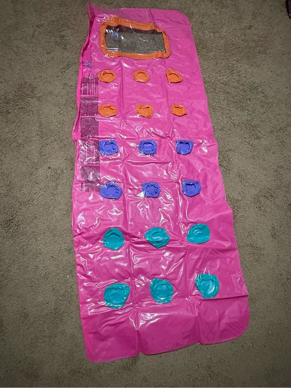 Pink Inflatable Pool Raft Mattress Float w/ Clear Pillow, Orange/Blue/Teal